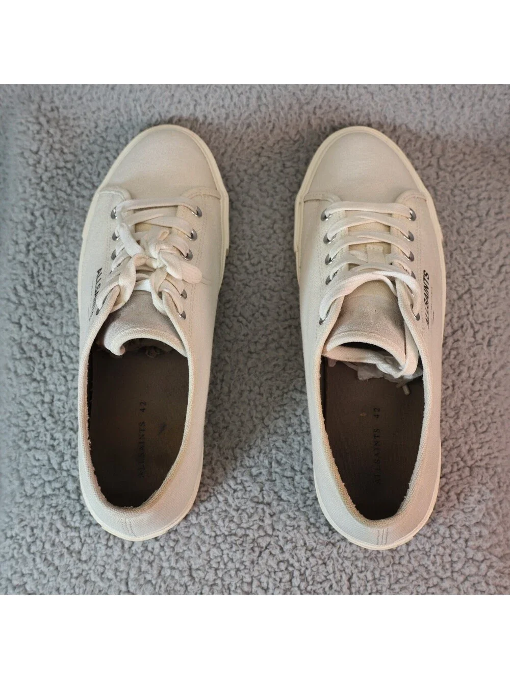 ALL SAINTS Underground Low Top Beige Men Sz 9 Canvas Shoes